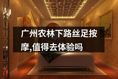 广州农林下路丝足按摩,值得去体验吗