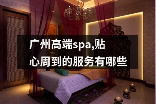 广州高端spa,贴心周到的服务有哪些